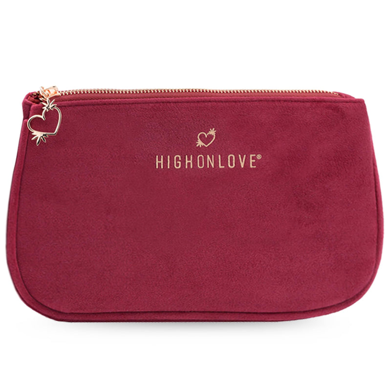 Velvet Travel Bag (Red) | Medium Multipurpose Toiletry Bag - Zipper Closure & Soft, Durable Material - Travel Essentials for Women