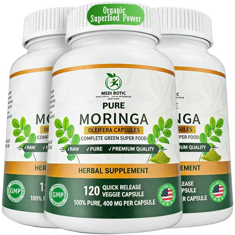 Organic Moringa Capsules 800mg, 3rd Party Tested & Non-GMO, 360 Count | Moringa Capsules Superfood for Energy, & Immune Support, Rich in Antioxidants, Essential Vitamins & Amino Acids, Gluten Free 360 Count Pack of 3