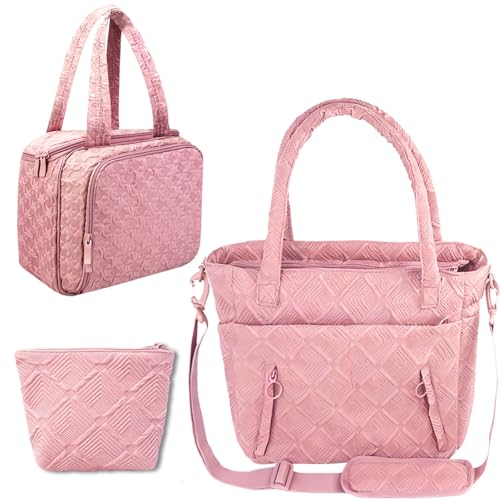 SUNRISING Tote Bag + Travel Toiletry Bag Pink