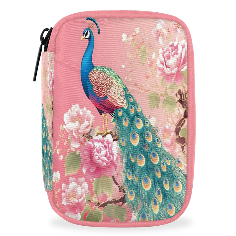 Pink Peacock Pill Case Travel Pill Organizer with Zipper Medicine Box | Pink Flower Peacock Pill Case Weekly 44 Day Portable for Vitamins Birth Control Fish Oils Medication Supplements A:color11