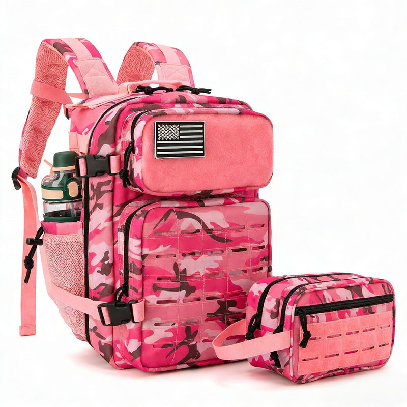 QT&QY 25L Tactical backpack & Tactical Toiletry Bag(Pink Camo)