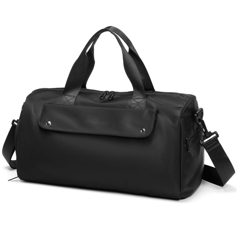 reeyee 16L Cordura Gym Duffel Bag with Shoe Compartment, Black | Compact 16L Cordura gym duffel with separate shoe compartment, water-resistant fabric, luggage sleeve and shoulder strap.