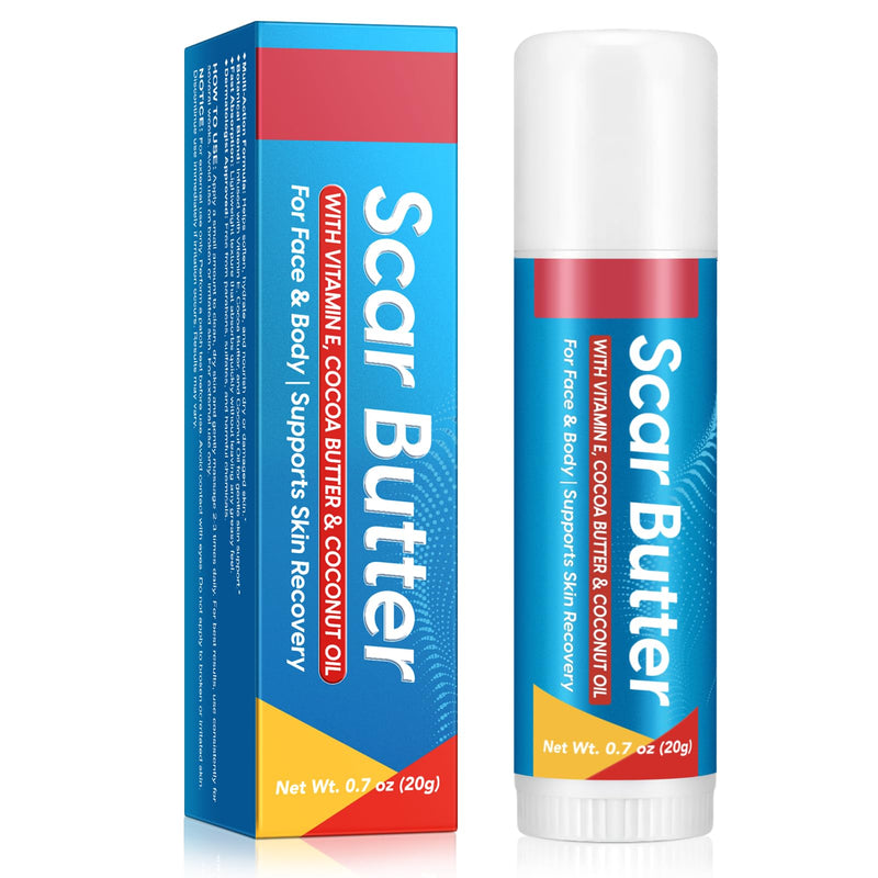 Scar Butter Stick, Scar Cream with Vitamin E & Cocoa Butter for Scars, Fade Scars, Deeply Moisturize, Light & Non-greasy, Scar Repair Stick for Old and Recent Scars and Stretch Marks | 20g