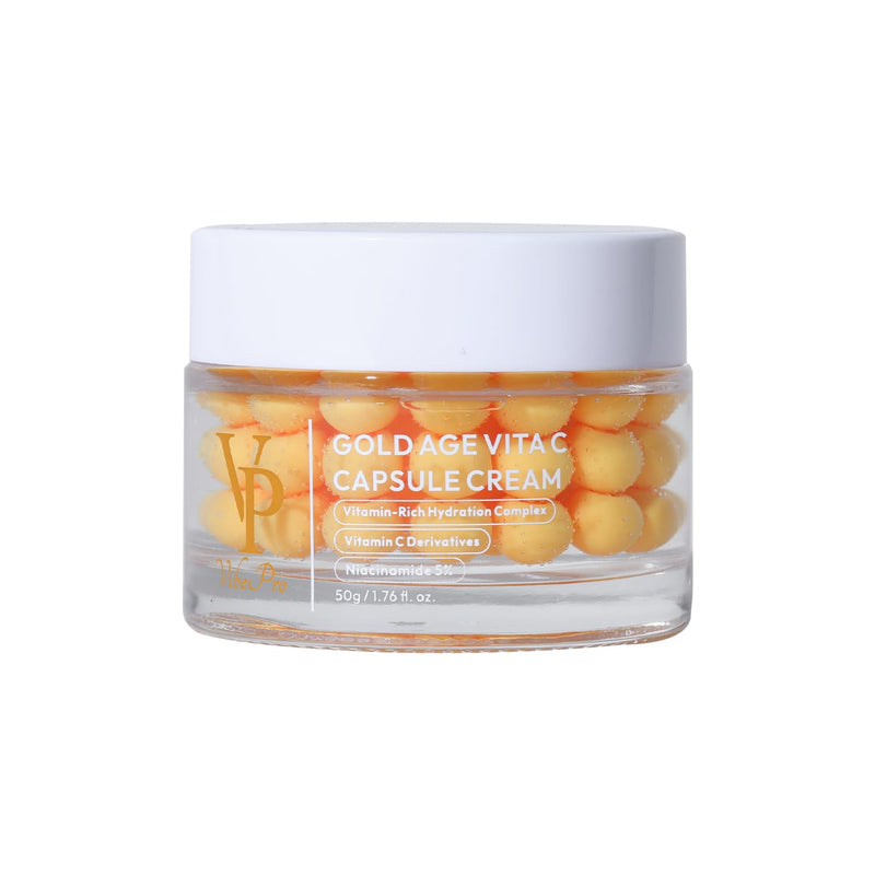 VP Gold Age Vita C Capsule Cream, Vitamin C & Niacinamide Face Moisturiser, Hydrating Glow Cream with Capsule Formula, Lightweight Daily Skincare, Korean Skincare, 50g Yellow 1 Unscented
