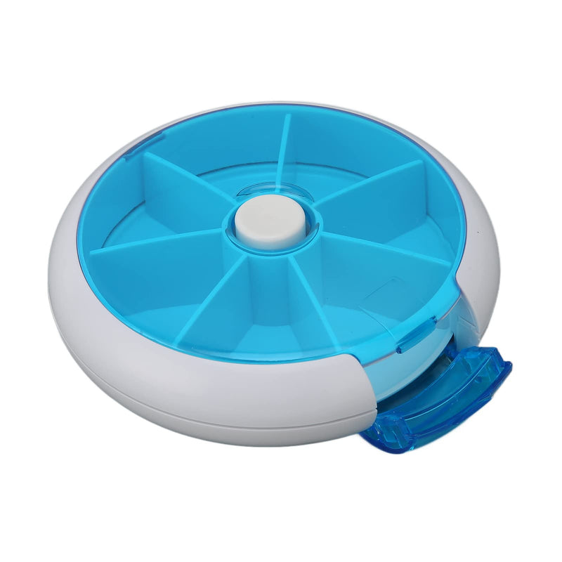 Yinhing Rotating Weekly Organizer Round 7 Day Case Supplements for Vitamins Fish Oil Travel Home Use Blue Plastic