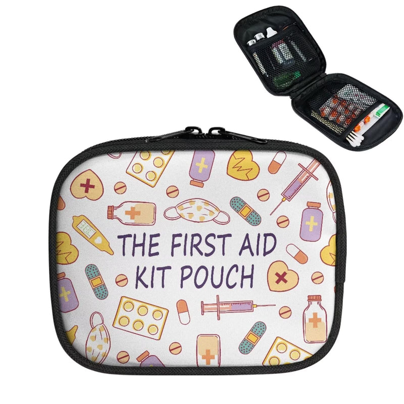 Travel Medicine Case Medical Theme Print Pill Organizer Box with Zipper Daily Supplement Holder Portable Vitamin Storage Bag Weekly