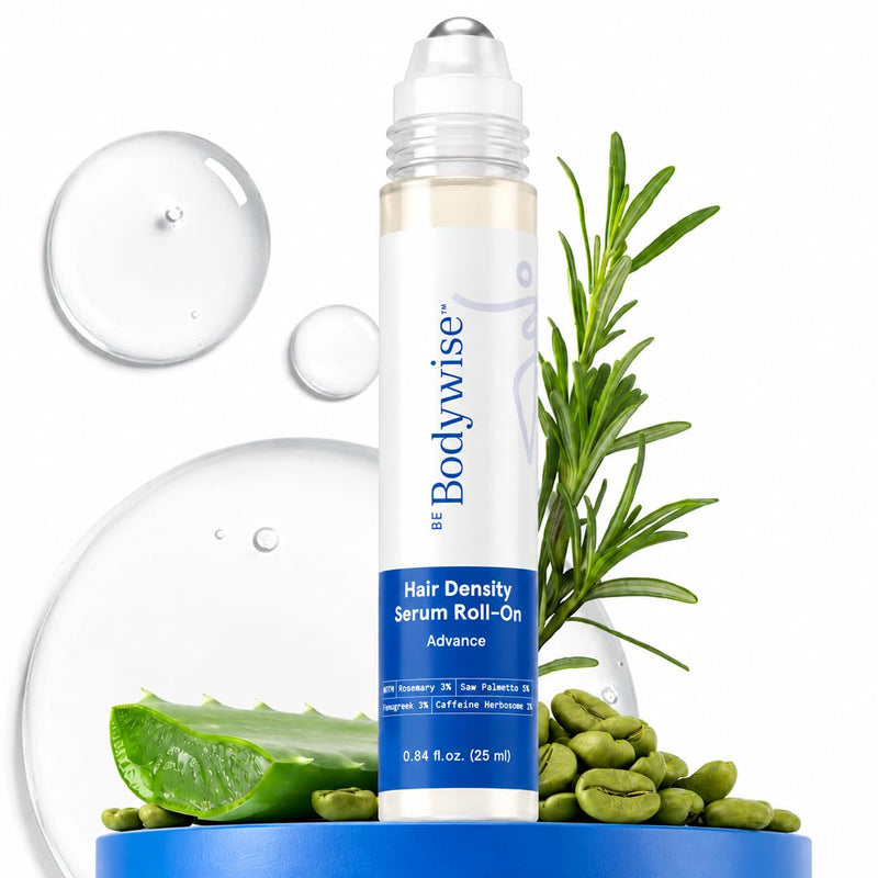 Be Bodywise Hair Growth Serum Roll On - 5% Saw Palmetto, 3% Rosemary Oil for Hair Growth, 3% Fenugreek,1% Caffeine Herbasome | Serum for Hair Loss & Hair Regrowth For Men & Women 25ml/0.84 fl oz 0.84 Fl Oz (Pack of 1)