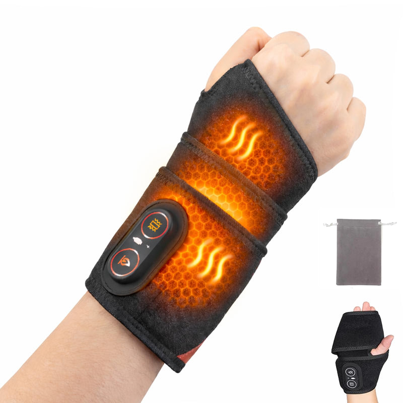 Wrist Heating Pad for Relaxing Discomfort with Massage Red Light Therapy,Coldfree Heated Brace with 3000mAh Battery,Hand Arthritis,Wrist Pain,Carpal Tunnel,Heat Wrist Wrap Gifts for Mom/Dad