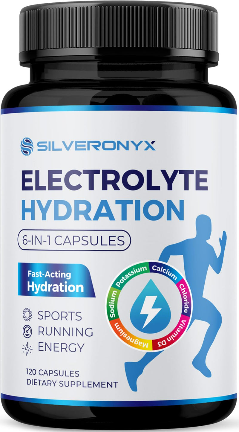 Electrolytes Supplement - Sugar Free, Advanced Hydration Complex with Sodium Chloride, Magnesium, Potassium, Calcium, Vitamin D3 - Best Hydrating Mineral Salt Pills - Vegan & Keto - 120 Capsules 120 Count (Pack of 1)