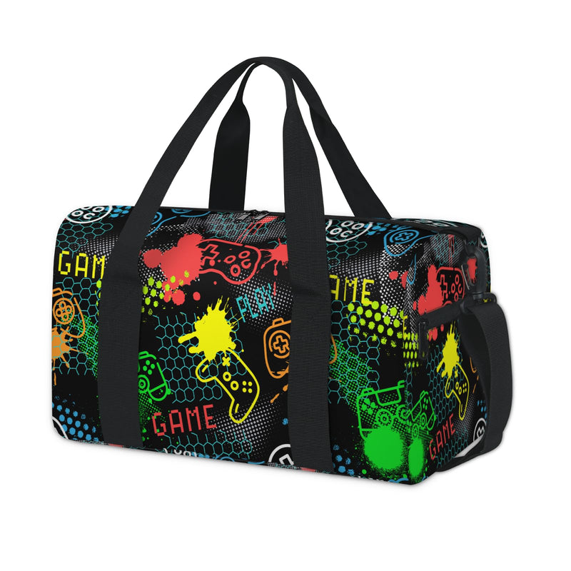 Kids Overnight Duffle Bags Boys Girls Game Theme Sports Gym Bag Small Toddler Weekender Carry-On Tote for School Practice, Sports, Travel - Birthday Gifts for Kids B-game