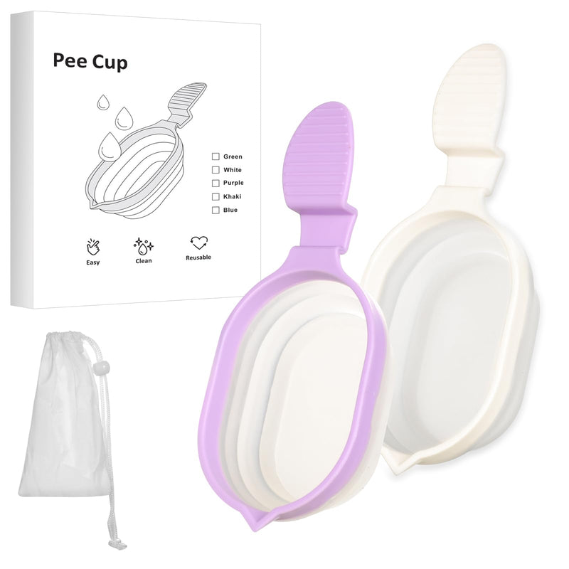 Urine Cups for Ovulation & Pregnancy Tests 2 Pack Reusable Pee Cup Collapsible Specimen Container Urine Sample Detection