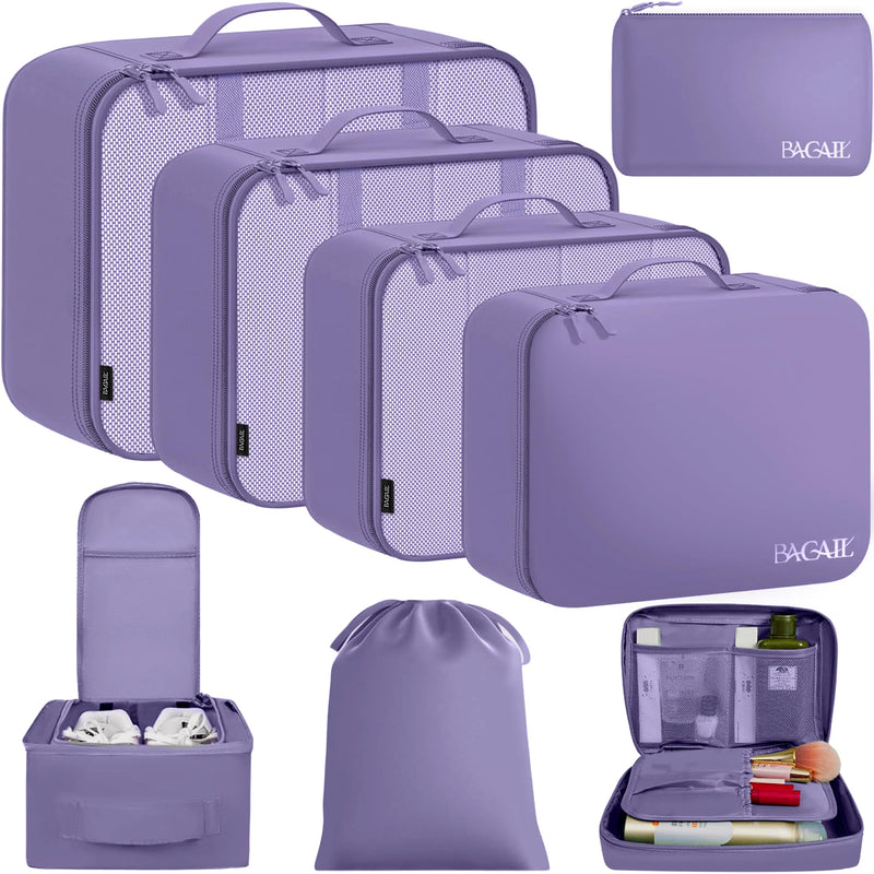 BAGAIL 8 Set Packing Cubes Luggage Packing Organizers for Travel Accessories-Dusty Purple Dusty Purple