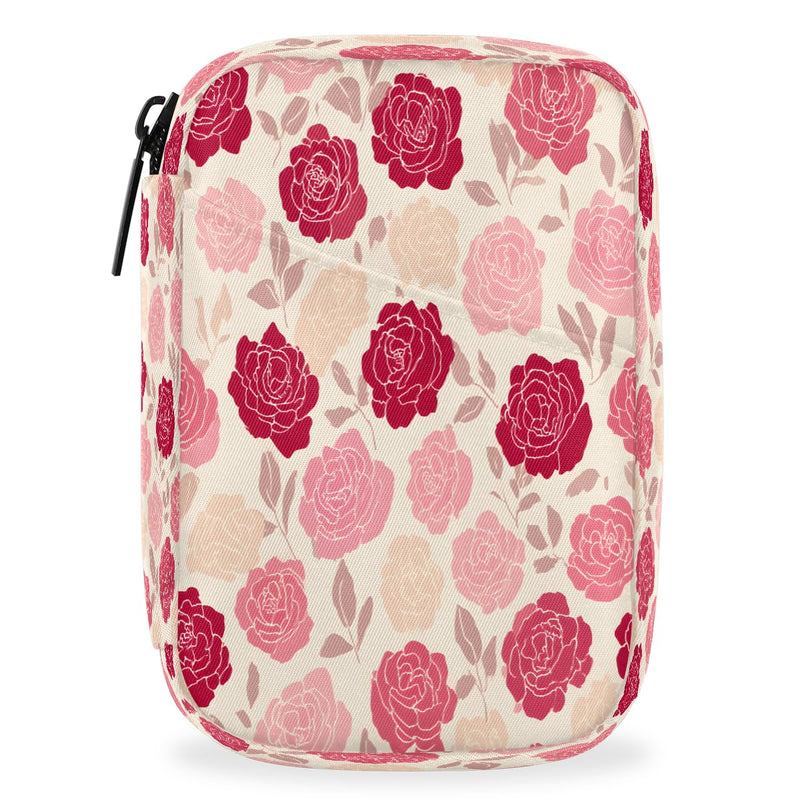 Weekly Travel Pill Organizer Case for Purse with Removable 7 Day Box Portable Compact Size Pill Box Fashionable Pill Container for Medicine Vitamin Supplement Rose Pink Flower A03:rose