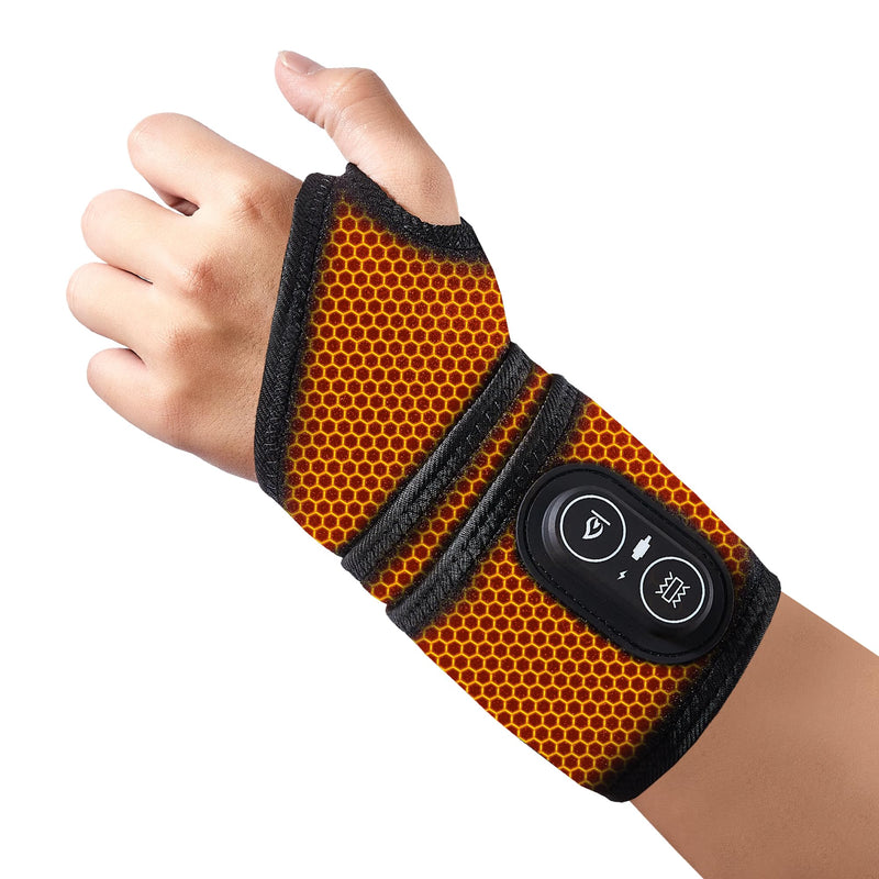 Cordless Wrist Heating Pad with Massage, Wrist Hand Heating Pad for Pain Relief, Heated Wrist Wrap with 3000mAh Battery, Vibration and Adjustable Heat Settings - Left Right Hand S18