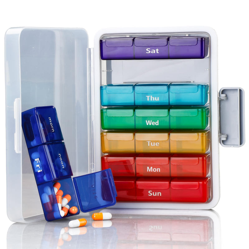 Weekly Pill Organizer 3 Times a Day, Pill Cases Organizers 7 Day | Medicine Pill Organizer, Daily Pill Box AM/PM/Night, Travel Pill Case for Medication, Vitamins, Fish Oil and Supplements