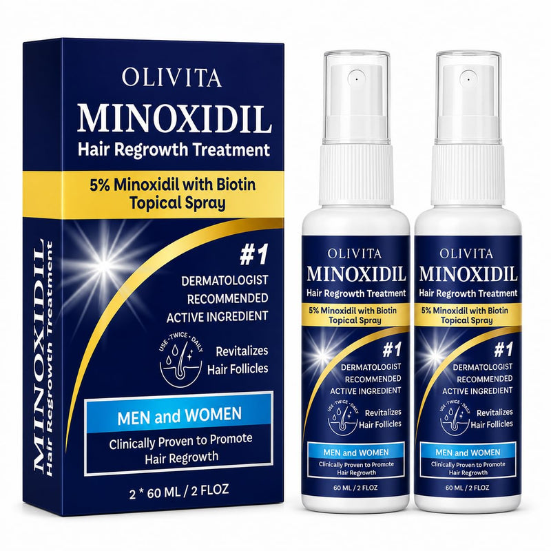 5% Minoxidil for Men and Women Hair Growth: Minoxidil Spray Hair Regrowth Treatment Serum with Biotin & Rosemary -Stop Hair Thinning and Hair Loss For Stronger Thicker Longer Hair 2 Pack 2.02 Ounce (Pack of 2)