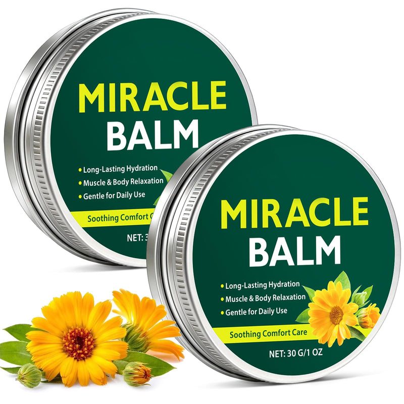 2 Pack Miracle Balm for Swollen Legs, Veins Soothing, Relaxing & Comfortable, Botanical Formula with Calendula for Back, Hands, Feet and Body 1 Ounce (Pack of 2)
