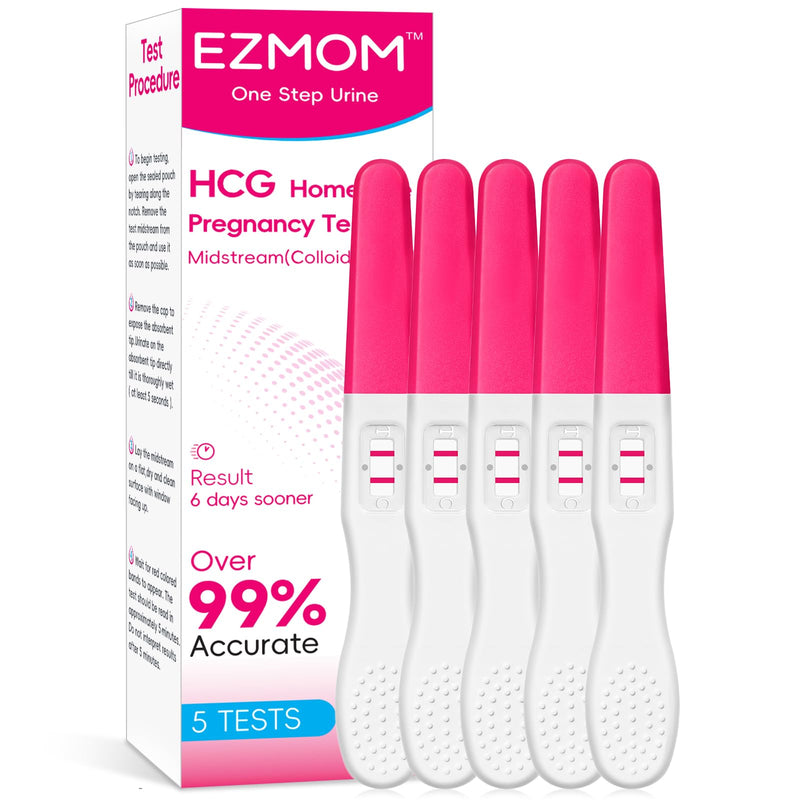Early Detection Pregnancy Tests, 5 Count HCG Tests for Home Use, Midstream Early Detection Test, Accurate Fast Results Testing Kit