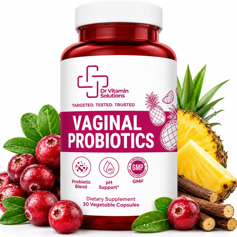 Vaginal Probiotics for Women pH Balance, 7 Billion CFU Lactobacillus | Odor and Flora Support, Prebiotics with Cranberry and Pineapple, 30 Capsules, 1 Month Supply, Made in USA, Third-Party Tested