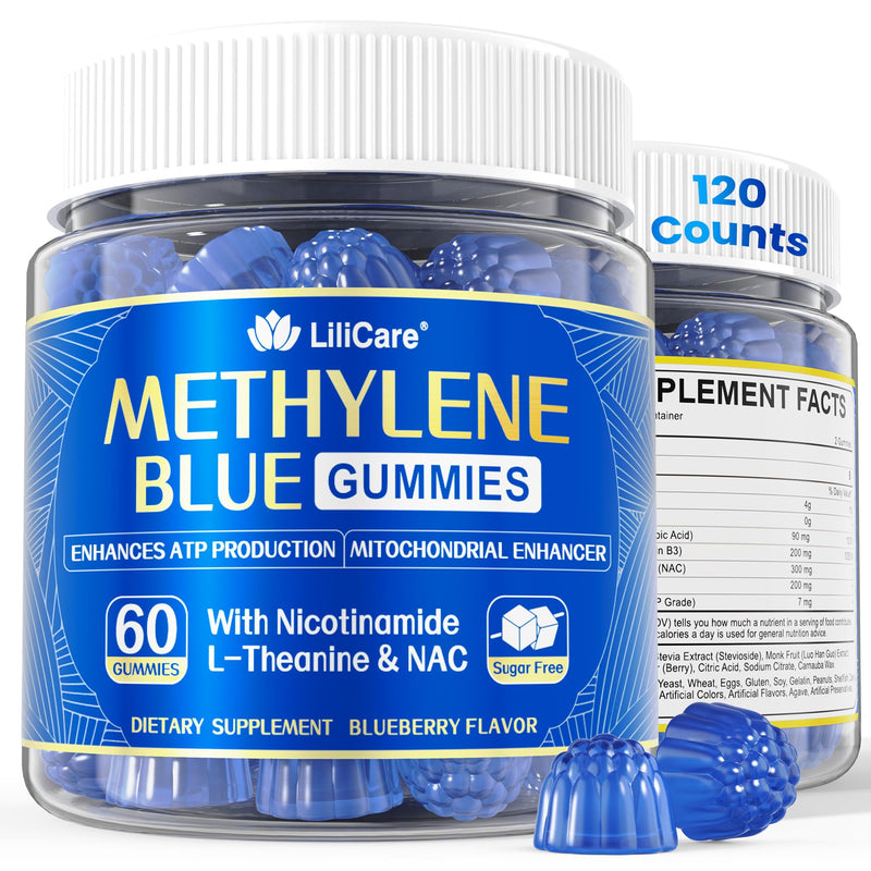 LILICARE Methylene Blue Gummies for Humans | Fast-Absorbing, Vegan, 120 Ct 60 Count (Pack of 2)
