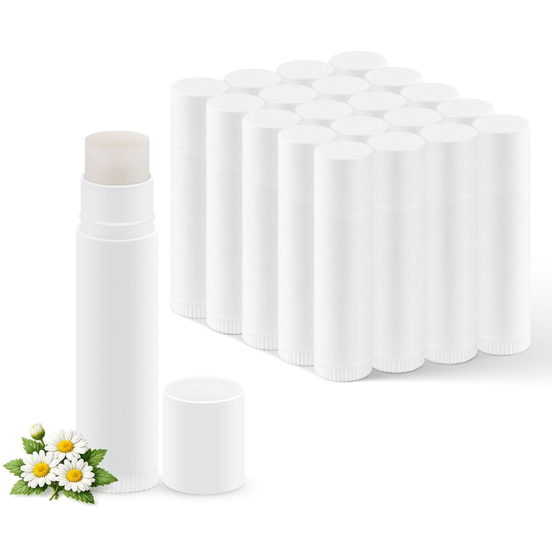 20-Pack Unlabeled Lip Balm Bulk – Natural Shea Butter & Vitamin E | Blank Tube Custom Labels for Party & Wedding Favors, Baby Shower & Gift Basket Filling(Chamomile) 1 Count (Pack of 20) Chamomile