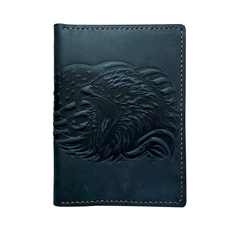 Handmade Leather Wallet for Men with American Eagle Engraving – Full Grain Leather Bifold Wallet – Gift for Him
