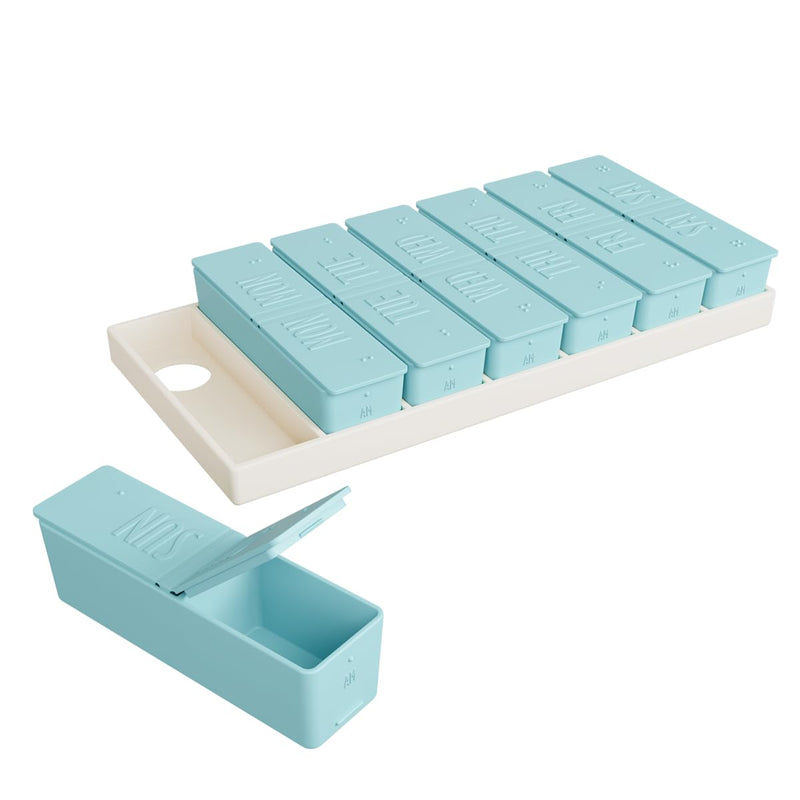 Ezy Dose Weekly (7-Day) AM/PM Pill Organizer, Large Medicine Planner, Teal | Daily Vitamin & Supplement Medicine Case, Pop Up Removable Compartments, Embossed Matte Design, Travel-Friendly, BPA-Free