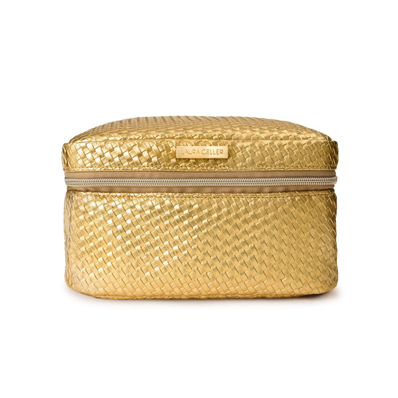 LAURA GELLER NEW YORK Train Case Makeup Organizer – Structured Cosmetic Bag with Brush Holders, Compartments & Travel-Friendly Storage