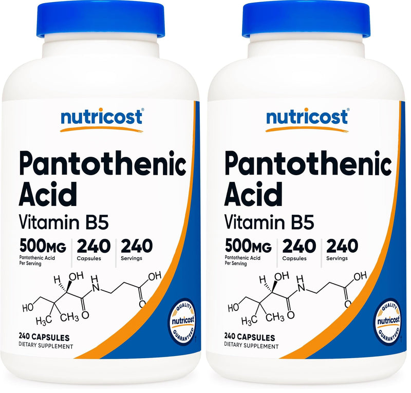 Nutricost Pantothenic Acid (Vitamin B5) 500mg, 240 Capsules (Pack of 2) 240 Count (Pack of 2)