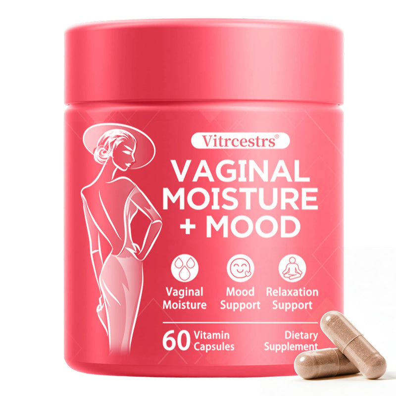Vaginal Moisture Support Capsules, Support Vaginal Moisture, Mood & Relaxation for Women, Feminine Health Supplement for Vaginal Dryness with Ashwagandha, GABA, Ginkgo Biloba, Mucuna Pruriens, 60 Caps