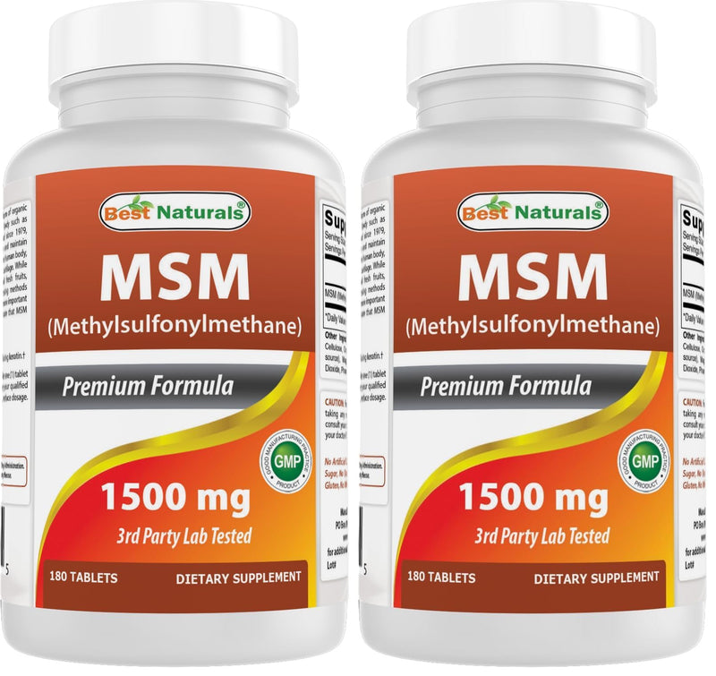 Best Naturals MSM 1500 mg 180 Tablets (Pack of 2) 180 Count (Pack of 2)