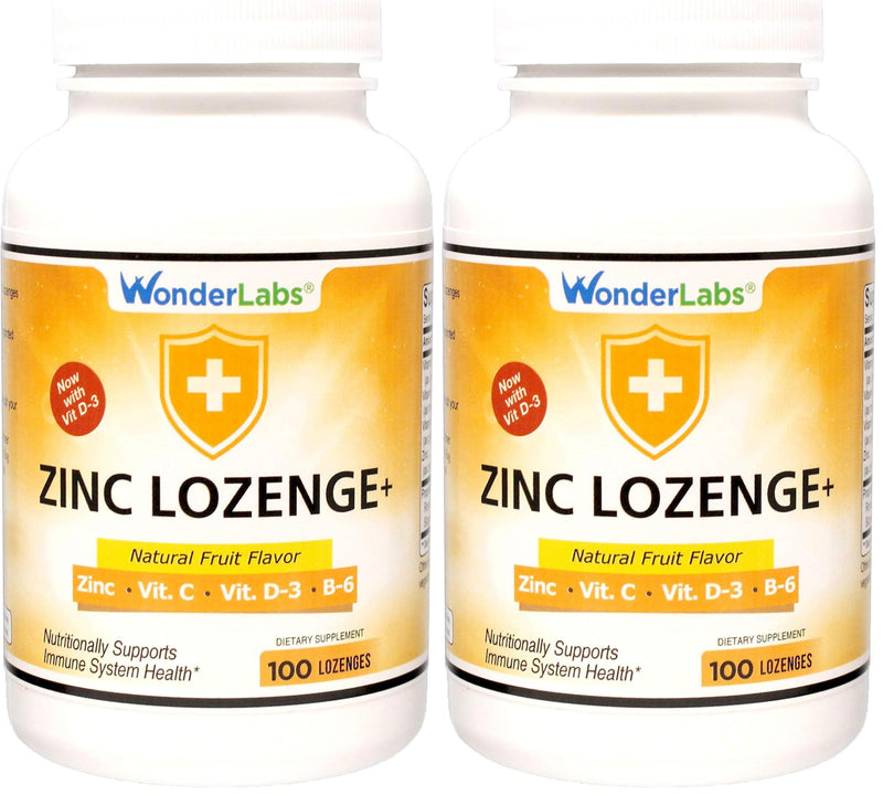 Wonder Laboratories Zinc Lozenges with Vitamin C - Fruit Flavored, Healthy Immune Support Lozenges with 25mg of Zinc Supplement Per Lozenge + 30mg of Vitamin C - 100 Lozenges (Pack of 2) 100 Count (Pack of 2)