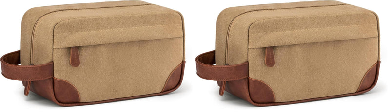 Vorspack Travel Toiletry Bag - Hanging Toiletry Bag for Men Water Resistant Canvas Shaving Bag with Large Capacity for Travel - Brown (Pack of 2) Medium (Pack of 2)
