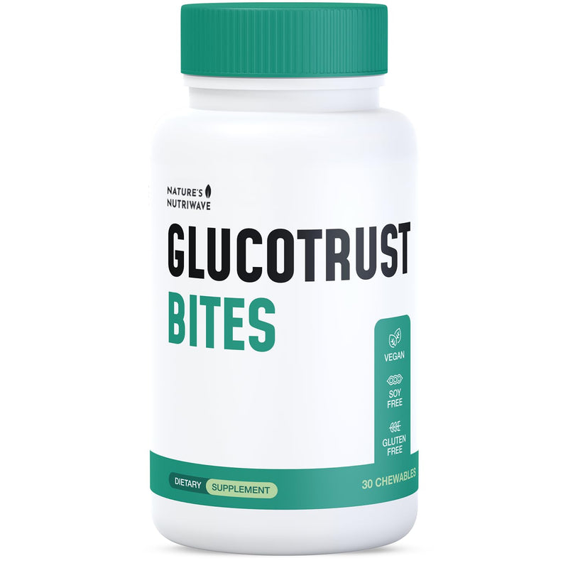 GlucoTrust Bites – Vitamin C, E & Chromium – 30 Ct, 1 Month Supply | Also includes Magnesium & Zinc with Vitamin C, E, Chromium & Cinnamon | Vegan, Non-GMO, Made in USA | Chewable 30 Count (Pack of 1)