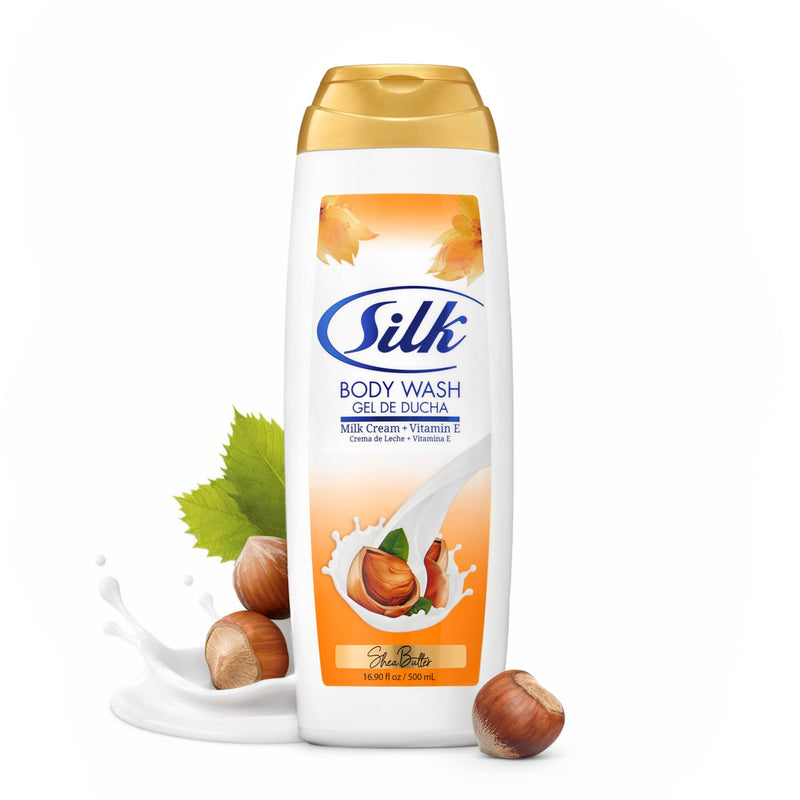 SILK Moisturizing Body Wash for Woman & Man - Daily Hydrating Shower Gel and Foaming Cleanser with Vitamin E and Glycerin, Rich Lather for Dry Skin Care, Shea Butter Scent, 16.9 Fl Oz 16.9 Fl Oz (Pack of 1)