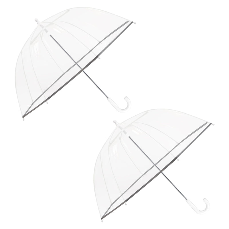 Kids Clear Umbrella-Thick POE Transparent Canopy, J-Handle, Jellyfish/Apollo Design, Large 78cm, Cute Rain Umbrella for Toddlers & Children 2pcs Clear