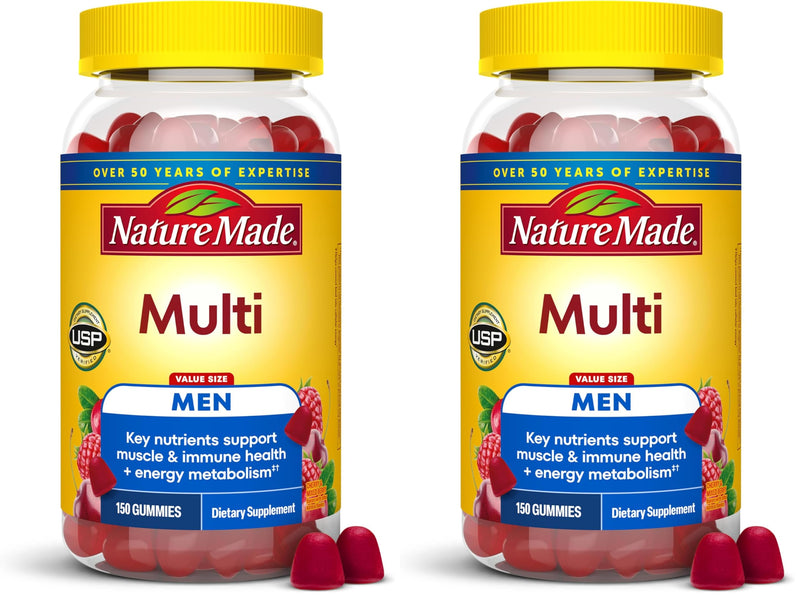 Nature Made Multi for Him, Mens Multivitamins Gummies, Energy Metabolism Support, Multivitamin for Men, 150 Gummy Vitamins and Minerals, 75 Day Supply, (Pack of 2) 150 Count (Pack of 2)