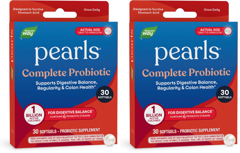 Nature's Way Complete Probiotic Pearls,Supports Digestive Balance*,1 Billion Live Cultures,Supplement for Men and Women,No Refrigeration Required,30 softgels,(Pack of 2) 30 Count (Pack of 2)