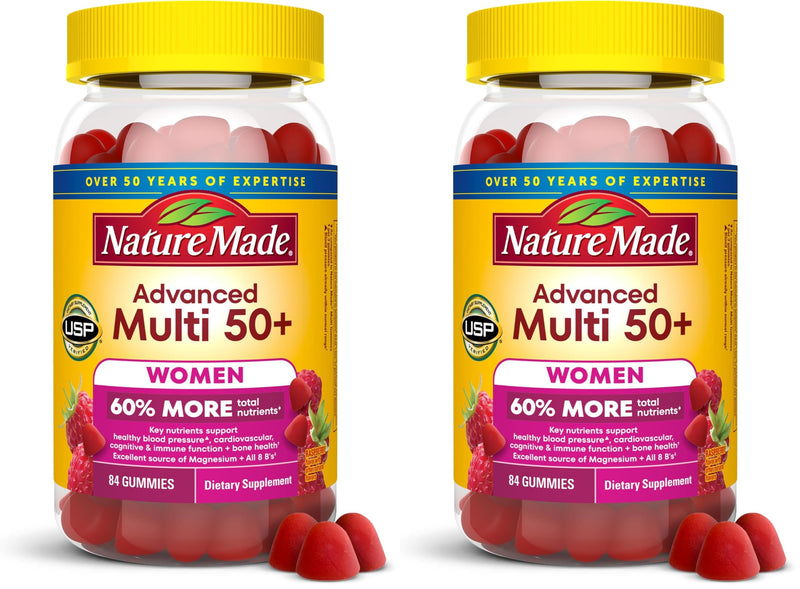Nature Made Advanced Multivitamin Gummies 50 + for Her, Womens Multivitamins Gummies with Magnesium Citrate, Vitamin D3, Zinc, Calcium and All 8 B Vitamins, 28 Day Supply, 84 Count (Pack of 2) 84 Count (Pack of 2)