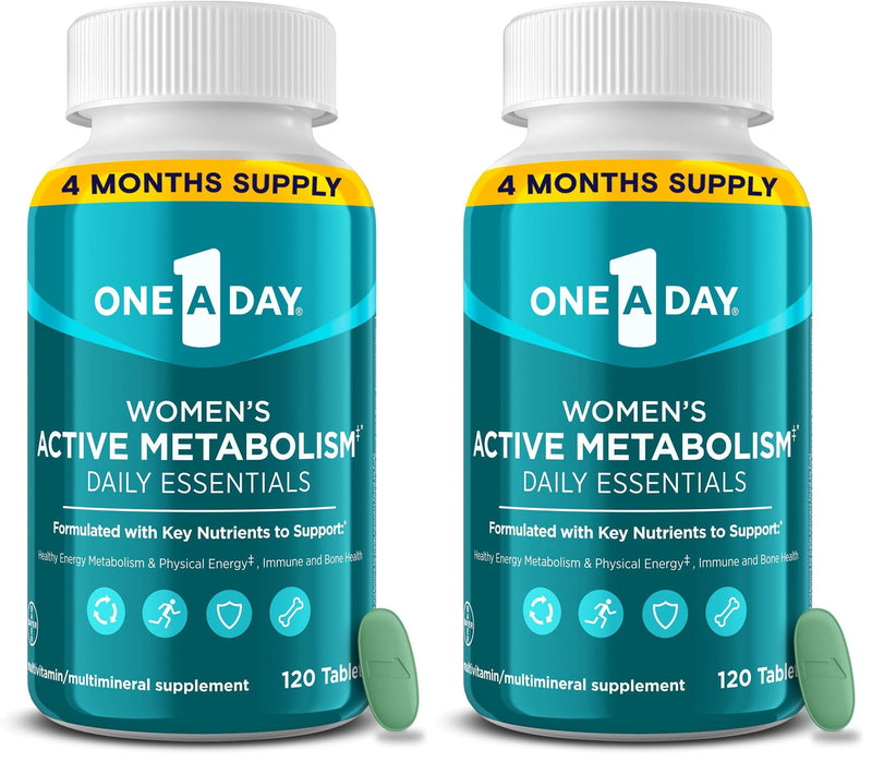 A Day Women's Active Metabolism Daily Essential,Multivitamin for Women,Metabolism Support,Vitamins for Women with All 8 B-Vitamins,Vitamin D,Magnesium & More,120 Count (Pack of 2) 120 Count (Pack of 2)