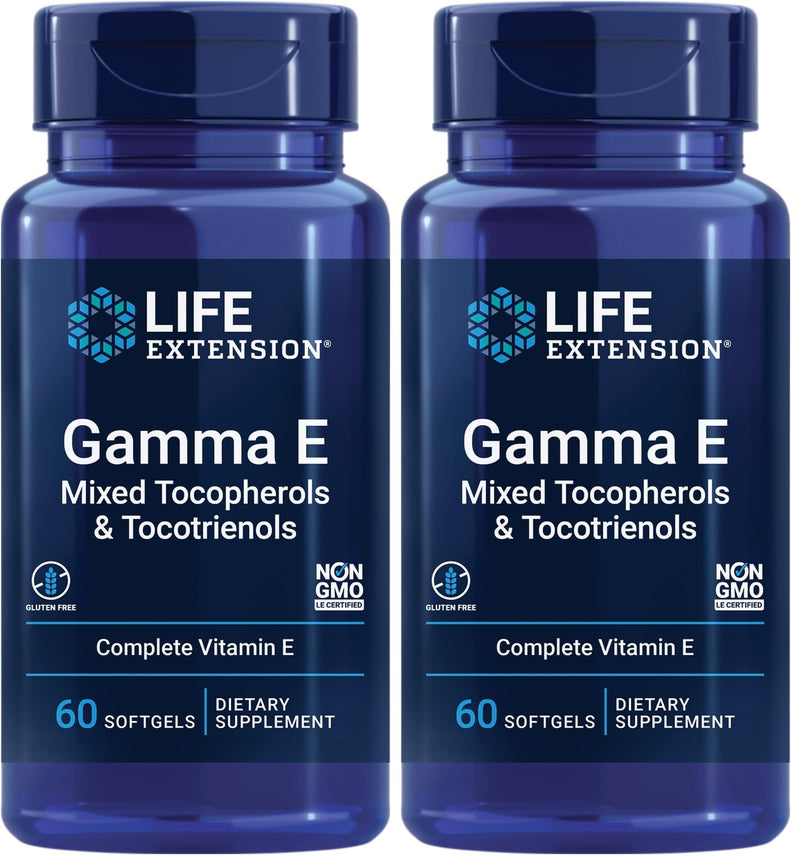 Life Extension Gamma E Mixed Tocopherols & Tocotrienols – Complete Vitamin E Spectrum, Antioxidant Protection – Non-GMO, Gluten-Free – 60 Softgels, (Pack of 2) 60 Count (Pack of 2)