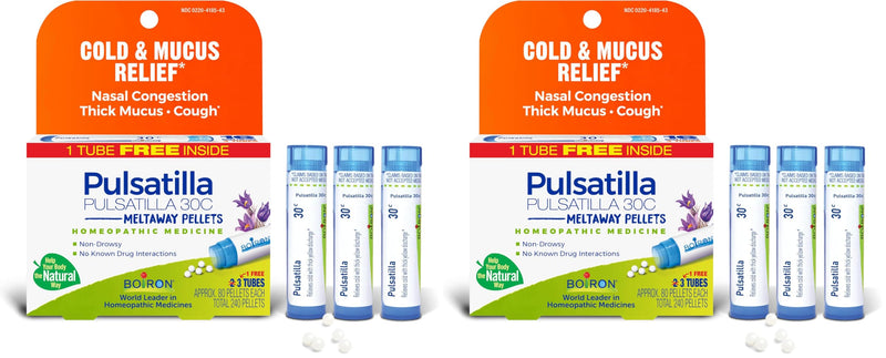 Boiron Pulsatilla 30C Homeopathic Medicine for Relief from Cold, Nasal Congestion, Thick Mucus, and Cough - 30 Count (Pack of 6) 30 Count (Pack of 6)