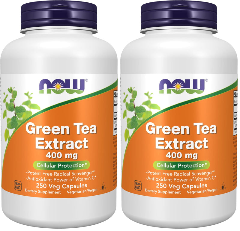 NOW Foods Supplements,Green Tea Extract 400 mg with Vitamin C for Dietary,Cellular Protection*,250 Veg Capsules,(Pack of 2) 250 Count (Pack of 2)