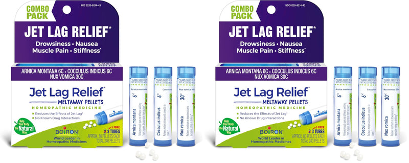 Boiron Jet Lag Relief Kit - Travel Essential for Relief from Nausea, Stiffness, Muscle Pain, and Drowsiness from Long Flights - (240 Pellets), (Pack of 6) 80 Count (Pack of 6)
