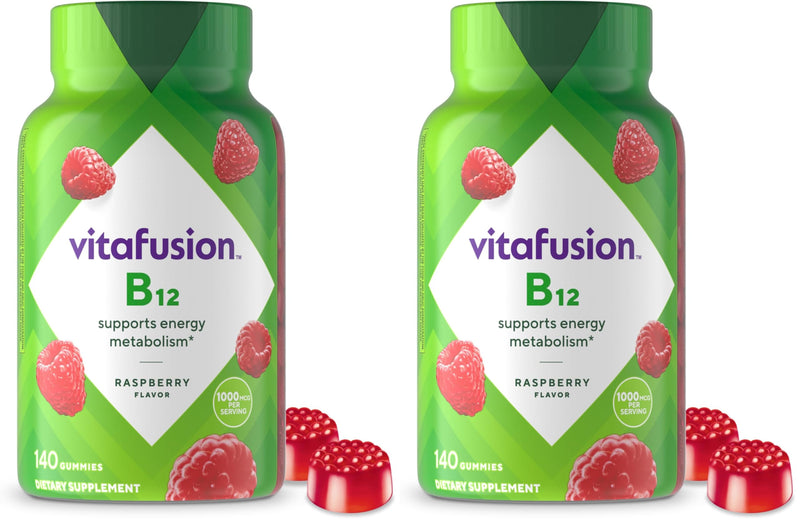 Vitafusion Vitamin B12 Gummies | 1000 mcg | 140 Adult Gummy Vitamins | for Women & Men | Raspberry Flavor | Gluten and Dairy Free Supplement (Pack of 2) 140 Count (Pack of 2)