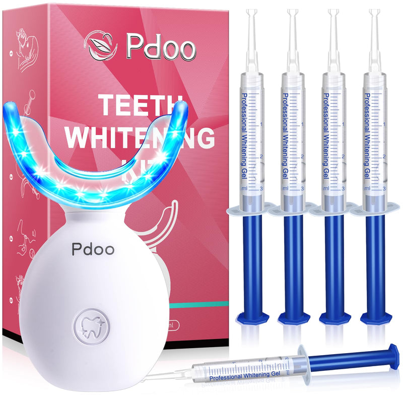 Teeth Whitening Kit with LED Light Tray for Sensitive Teeth, 5 Tooth Whitening Pen Gel Pain Free and Enamel Safe, Teeth Whitener at Home Up to 1-9 Shades Whiter in 1-2 Weeks 0.51 Fl Oz (Pack of 1)