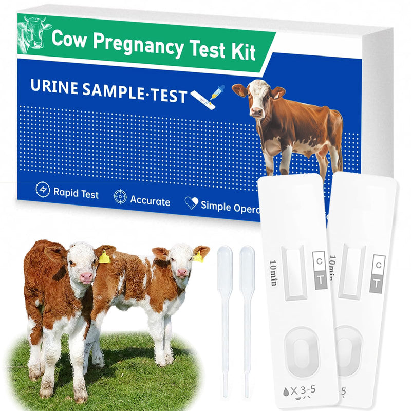 Non-Invasive Bovine Pregnancy Test Kit (2 Pack) - Painless Urine Test for Cattle, Stress-Free Early Detection, Fast Results in 5-10 Mins, Safe & Hygienic for Dairy & Beef Farms 1 Count (Pack of 2)
