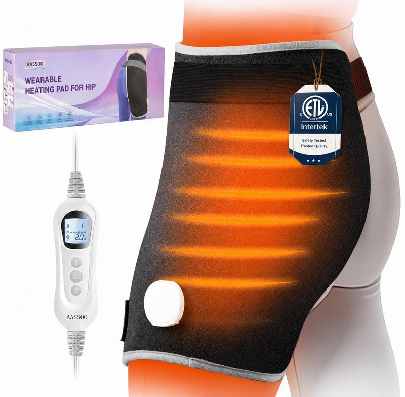 Ultra-Soft Touch Hip Heating Pad for Sciatica Relief, FSA Eligible Items Only, 18.5"×16" Graphene Electric Wrap for Hip Recovery, Physical Therapy for Lower Back Thigh Buttock Black-upgraded