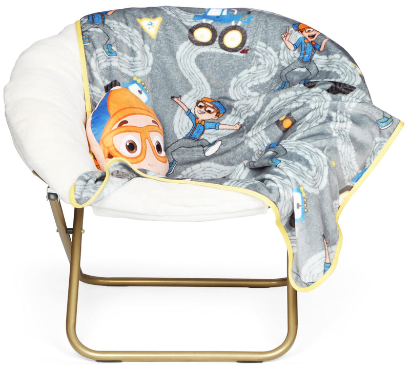 Jay Franco Kids Nogginz Set – 12" Inches Nogginz Pillow & 40" x 50" Inches Cozy Plush Throw Blanket, Ultra-Soft Character Nap Set for Travel, Bedroom & Couch Décor, Gray - Blippi