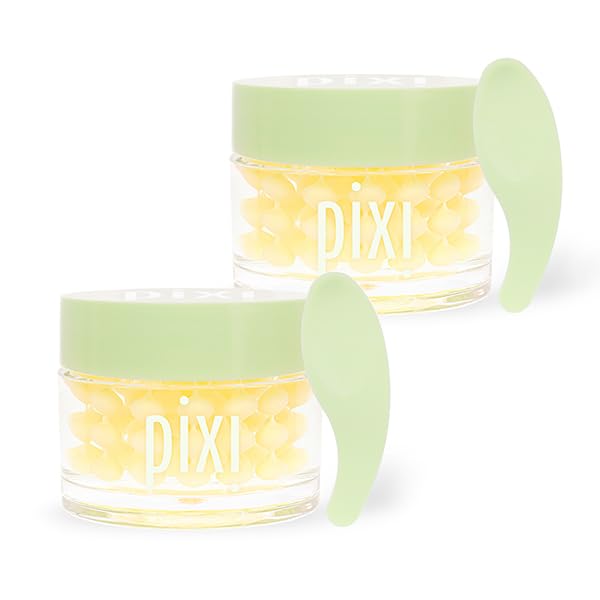 Pixi Beauty Vitamin-C CremeSerum 2-Pack, Illuminating Serum-Gel Moisturizer with Encapsulated Vitamin CBeads & Hyaluronic Acid, for Radiant Even-Toned Skin, 2x 1.7 fl.oz